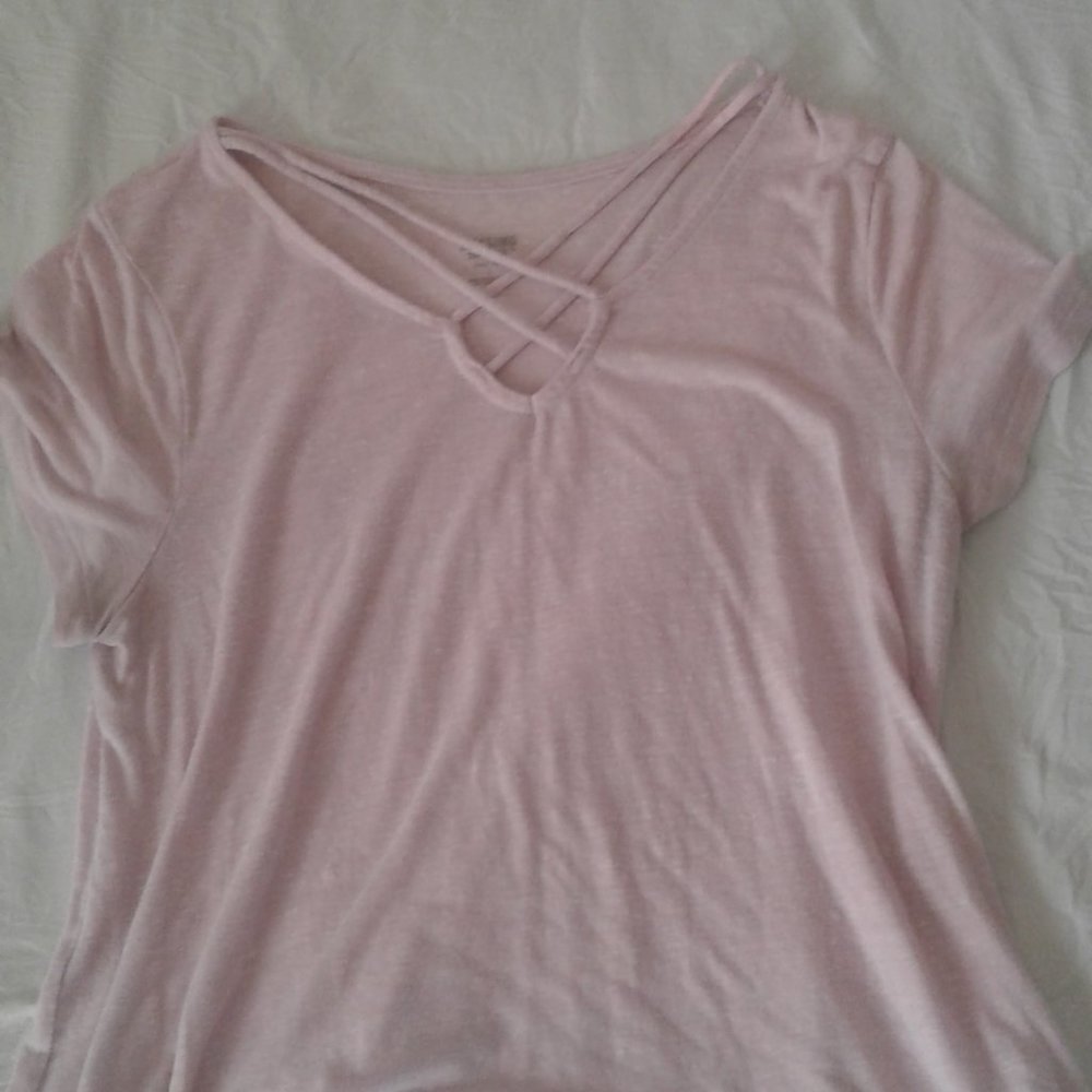 Baby Pink Criss Cross Detail t-shirt